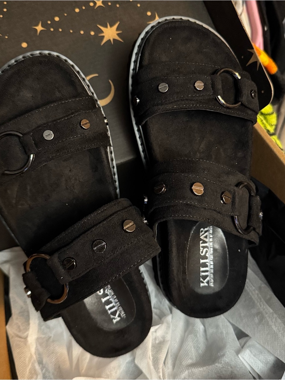 NWT Killstar Black Studded Slide Sandals